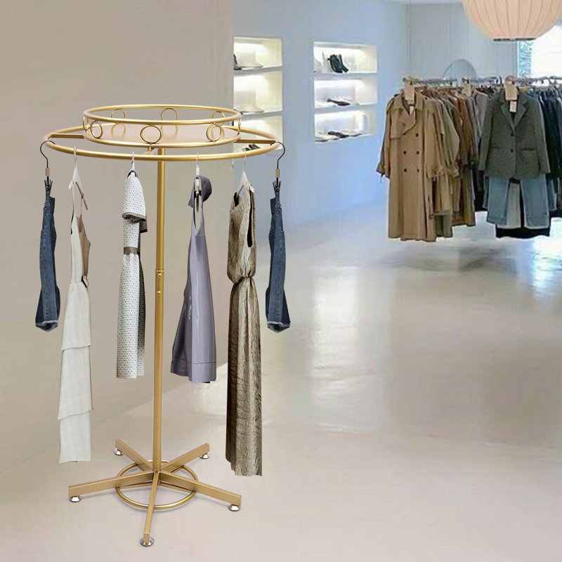 Portant à vêtements ajustable et rotatif en fer 23,62 po Lazarro, Or