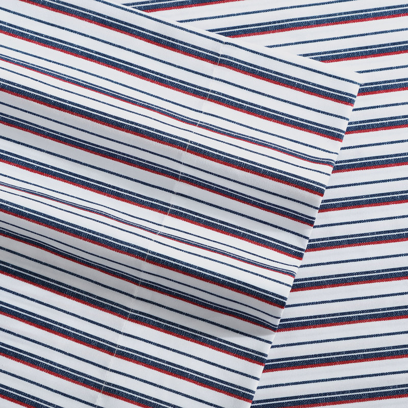Nautica Fitted Sheet and Standard Pillowcase Sets, Avery Striped, Queen Sheet Set: 1 Fitted Sheet + 2 Pillowcases
