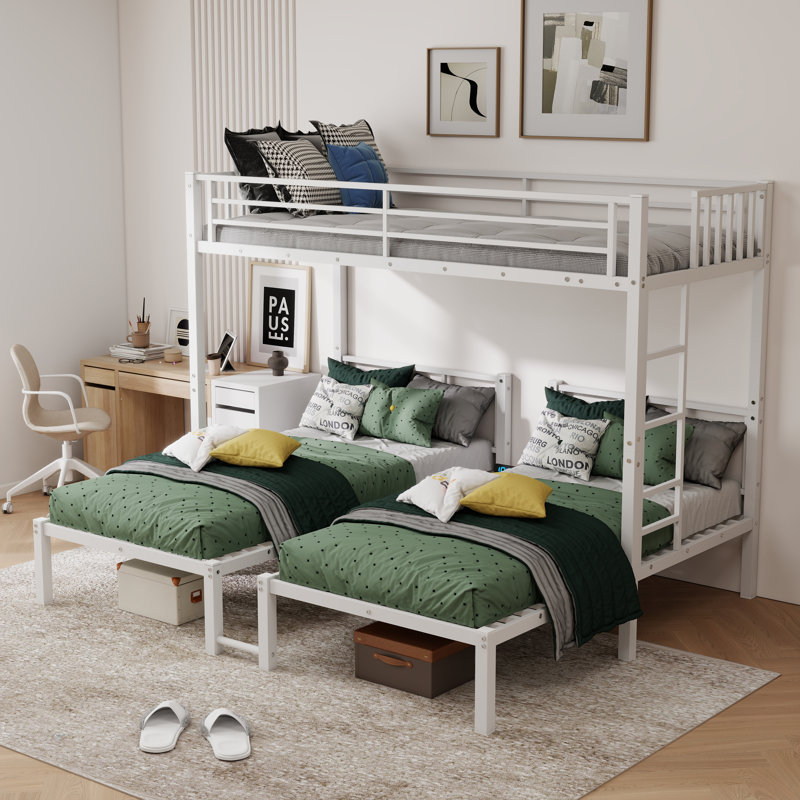 Twin Over Twin & Twin Triple Bunk Bed, White