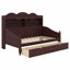 Structure de lit de jour en bois rétro avec tiroirs de rangement et tablettes de rangement pour la tête de lit-125583091