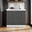Armoire de rangement Extremo avec 2 portes et 3 tablettes, chêne blanc et fumé