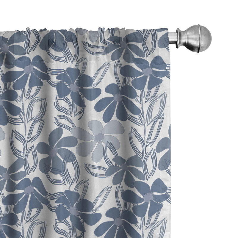 Floral Semi-Sheer Rod Pocket Curtain Panels, 28" W x 95" L