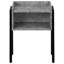 Table de chevet de chambre à coucher avec surface en stratifié gris et structure en métal noir avec pieds de 11,72 po de largeur pour une utilisation polyvalente