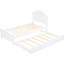 Lit simple en bois blanc avec tête de lit et lit gigogne-2118472111