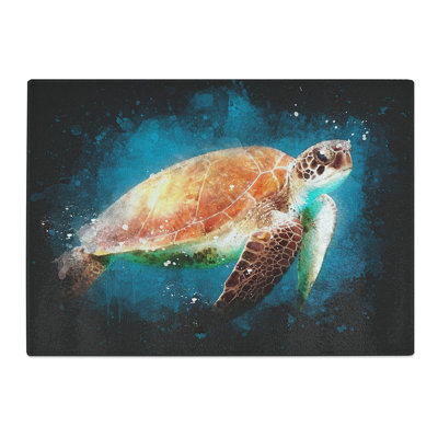 Tempered Glass Sea Turtle in the Blue Ocean Chopping Board