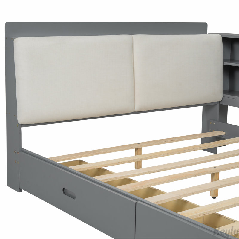 Wood Storage platform bed, Gray
