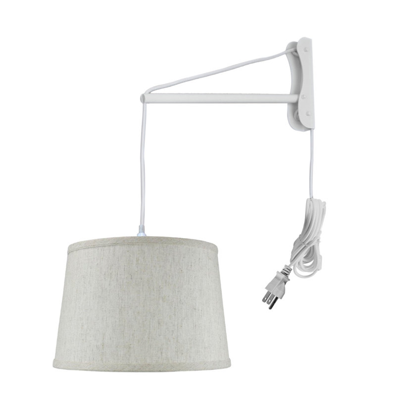 Straitson Plug-in Armed Sconce, White, 10" H x 16" W x 16" D, White