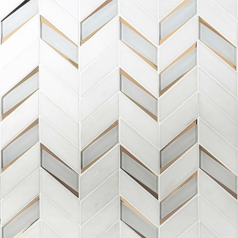 Kasol Marble And Mirrored Glass Mosaic, Golden Mirror