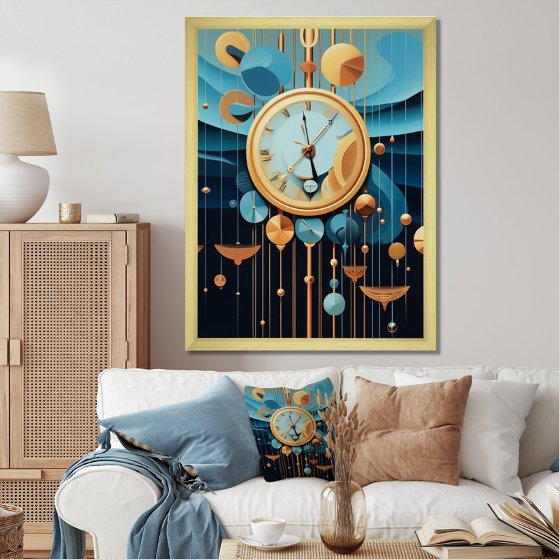 Impression sur toile, "Impermanence future géométrie I", Cadre doré à une seule photo, H 32 po x l 16 po x P 1 po