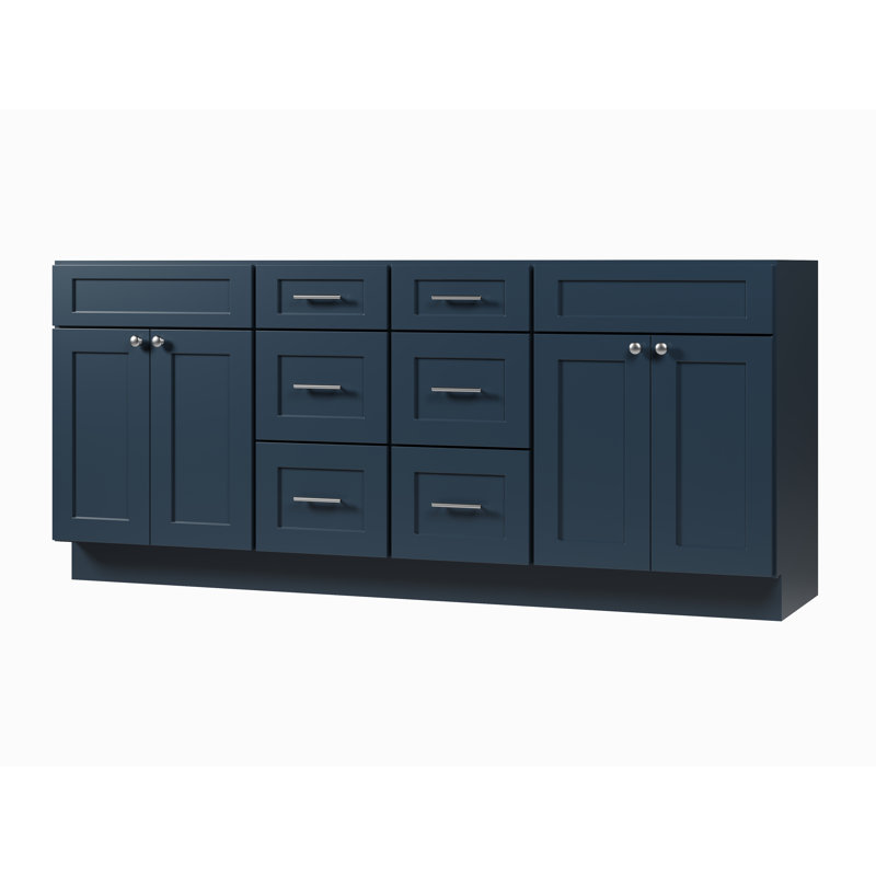Meuble-lavabo double Disar 78'' (base seulement), Bleu