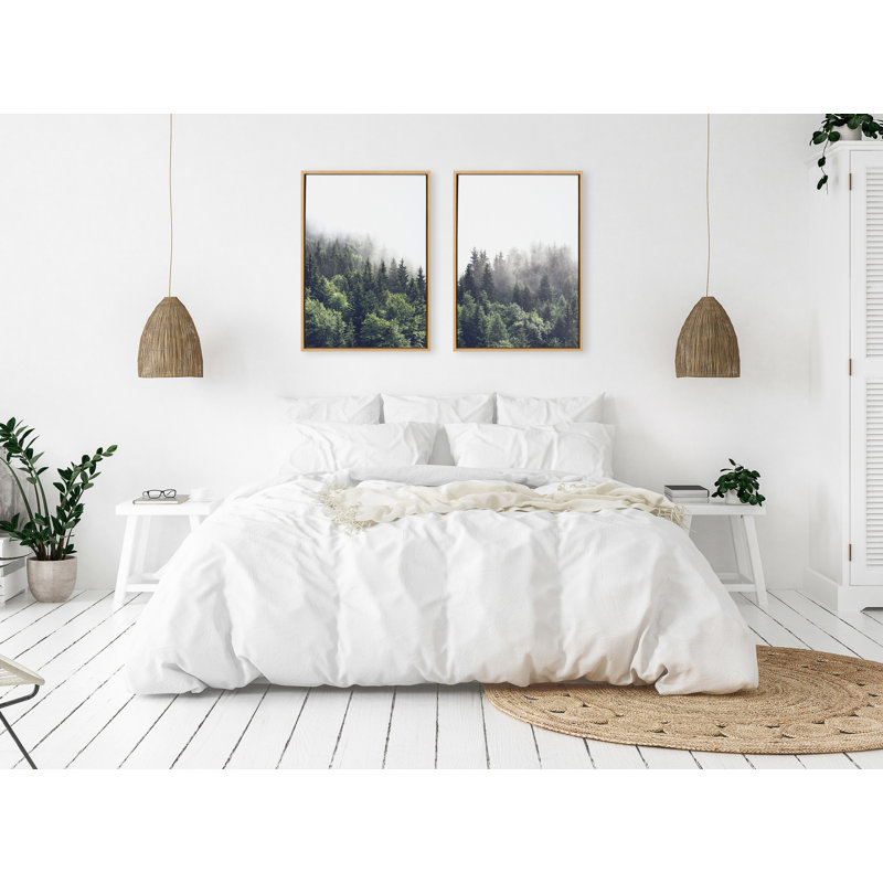 «Lush Green Forest on a Foggy Day gauche et droite» par The Creative Bunch Studio, ensemble d'art mural sur toile encadrée