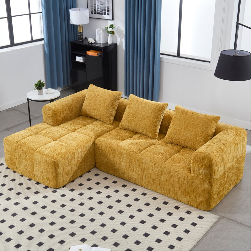 Canapé modulaire 2 pièces sans cadre, Jaune