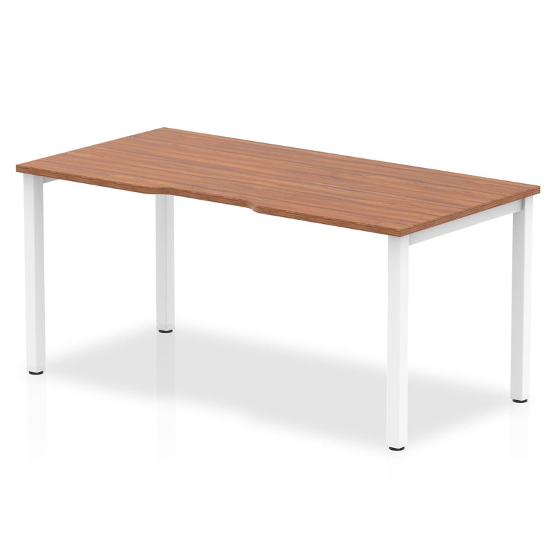 Jave Metal Base Computer Desk, 73cm H x 160cm W x 80cm D, White, Walnut