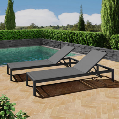 Set of 2 Outdoor Chaise Lounge Chair, MP2 Black