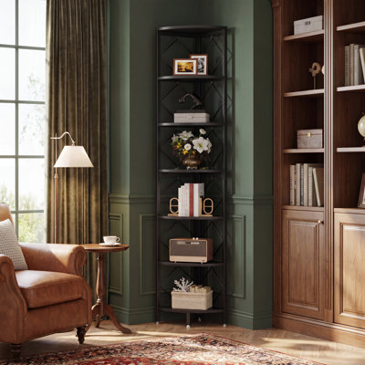Jaleah 78.7'' H X 13.8'' W 7-Tier Corner Bookcase