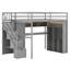 Structure de lit mezzanine peu encombrante avec garde-robe intégrée, bureau, tablettes et lumières-937076605