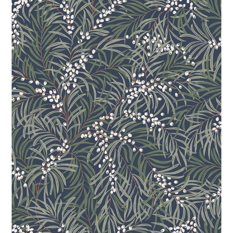 Villa Dalarö II Floral Wallpaper Roll, Classic Blue