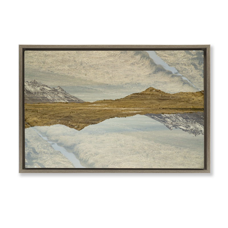 Cadre flottant Reflecting Prairie, par Robin Vandenabeele, Cadre flottant orme Montalcino, H 17 po x l 25 po