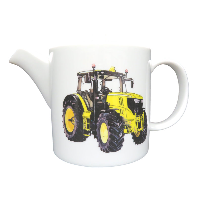 Ahnylah Tractor Bone China Teapot for 6 Cup, White/Yellow
