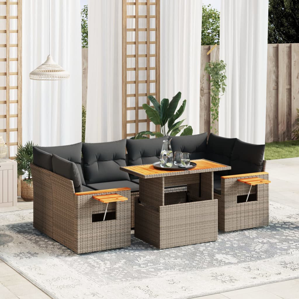 6-Sitzer Lounge-Set aus Polyrattan mit Polster