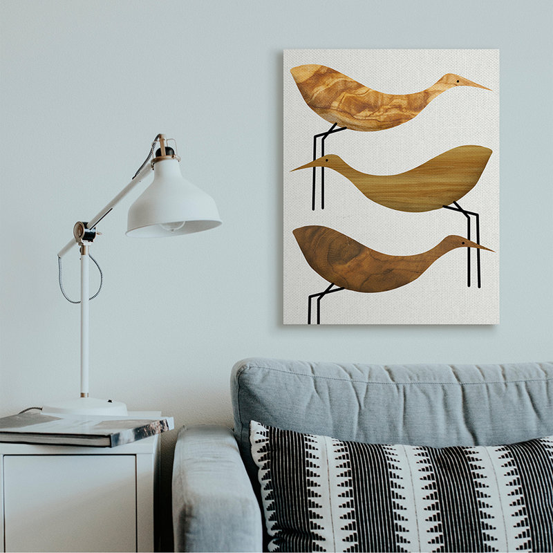 «Abstract Abstract Wood Storks Rustic Birds» par Daphne Polselli, reproduction d'art graphique, Toile tendue