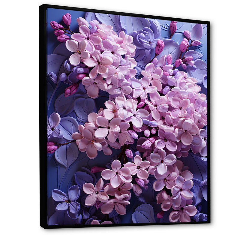 Lilas beauté dévoilé sur toile, H 32 po x l 16 po x P 1 po, Cadre flottant noir