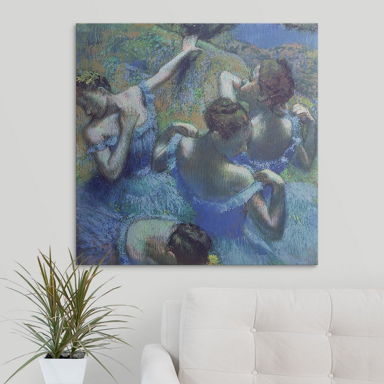 «Blue Dancers, c.1899» par Edgar Degas, reproduction d'art, H 35 po x l 35 po x P 1,5 po, Toile