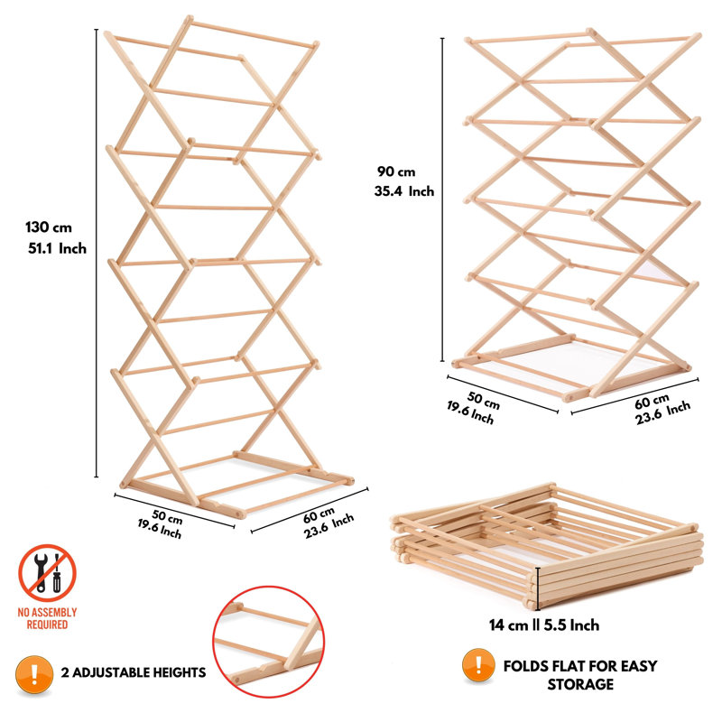 Wood Foldable Freestanding Drying Rack