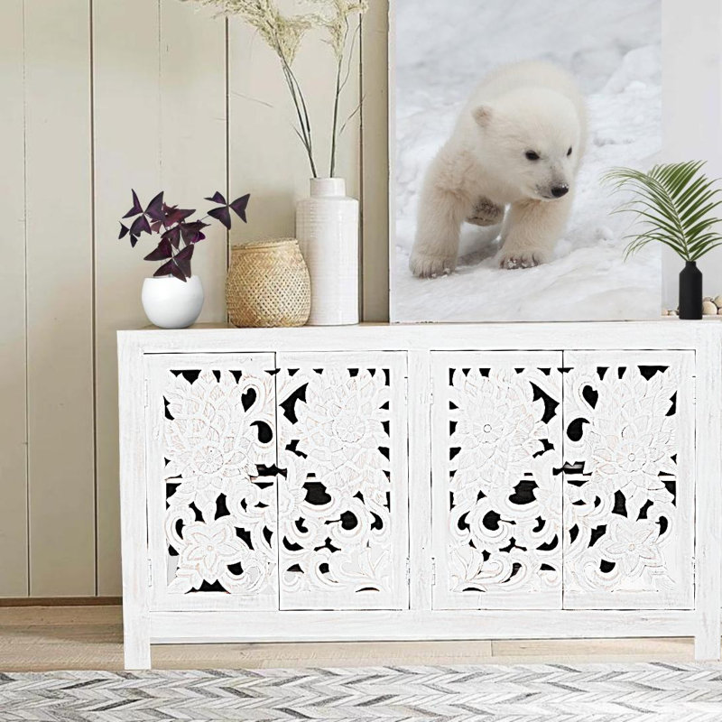 Buffet en bois massif de manguier de 68 po de largeur Aleira