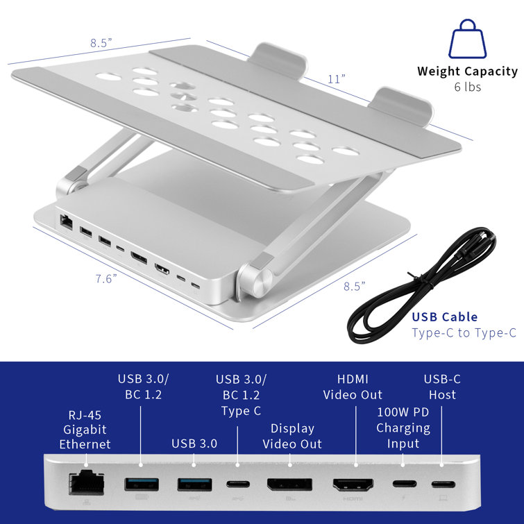 Monitor Stand Riser with USB3.0 Hub Support Data Transfer and Charging  Steel Desk Organizer for Laptop Computer
