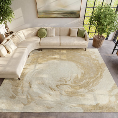 Tapis d'intérieur moderne ivoire beige 9 pi x 12 pi Nourison Brushlight