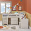 Makena Kids UK Single - Cabin Bed Frame Single Mid Sleeper With Drawers Desk Bookshelf