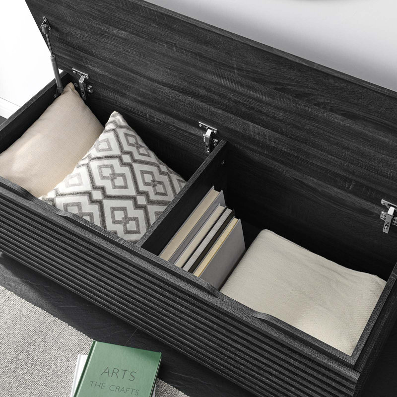 Crawley 47" Wood Grain Storage Bench, Charcoal