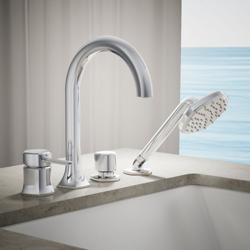 Occasion Deck-Mount Handshower Holder And Two-Way Diverter Valve, Polished Chrome