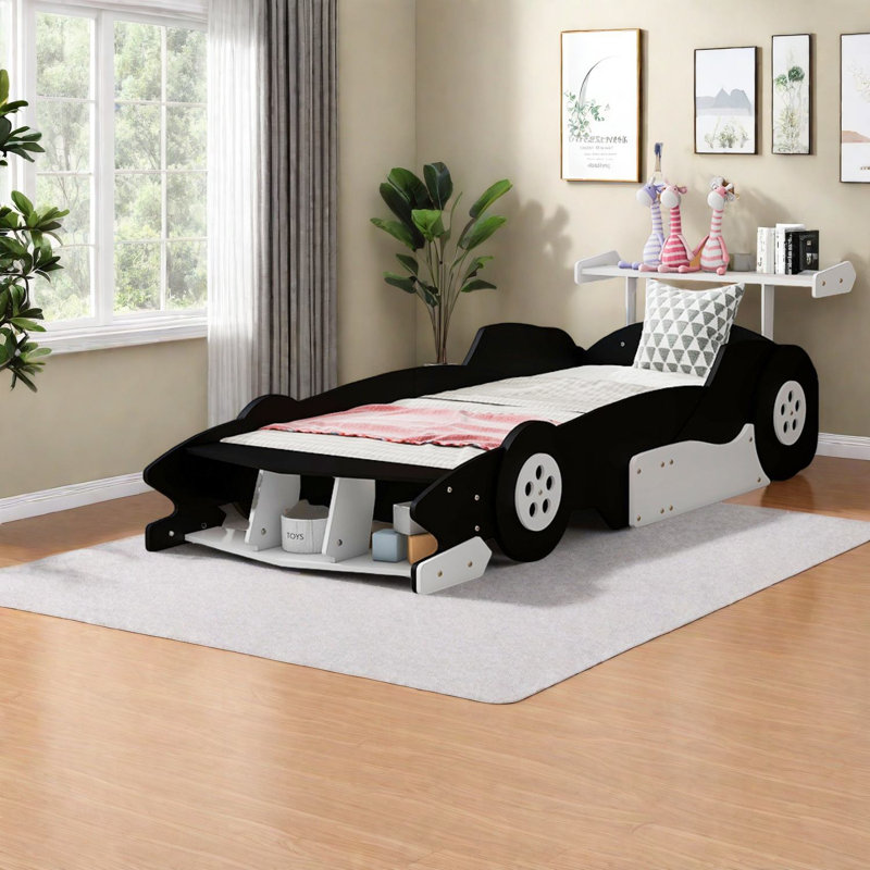 Lits simples durables en forme de voiture de course, bois aggloméré, style moderne pour la maison