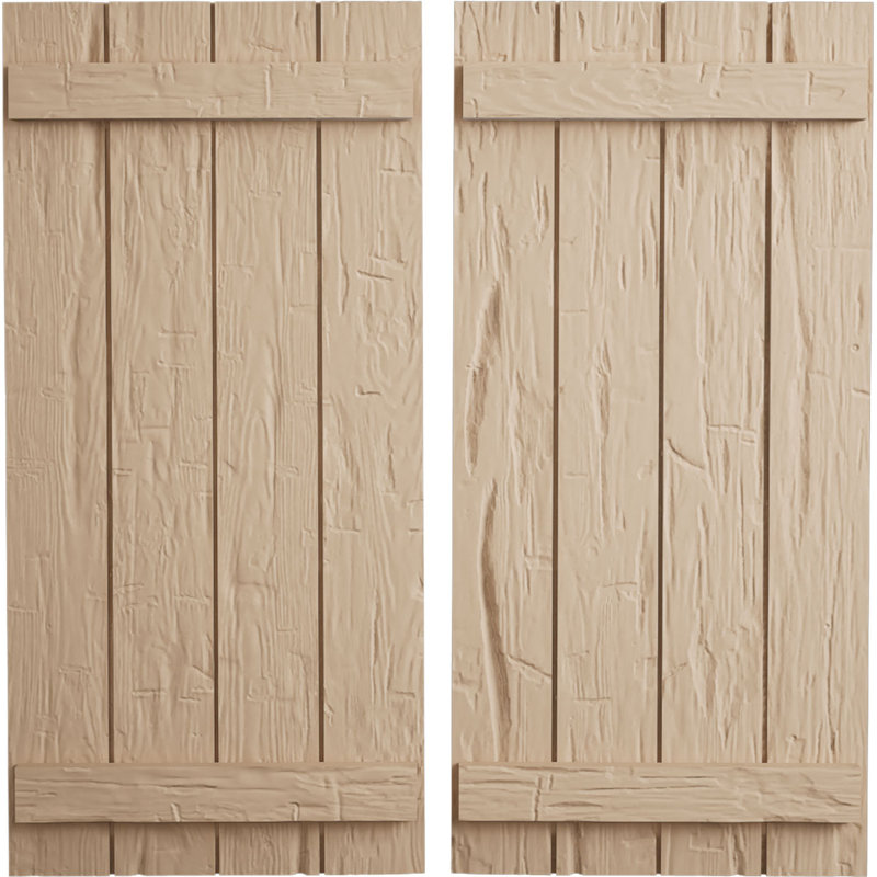 Volets Rustic, Texture taillée à la main / brun clair apprêté, 22", H 52 po x l 22 po x P 1 po