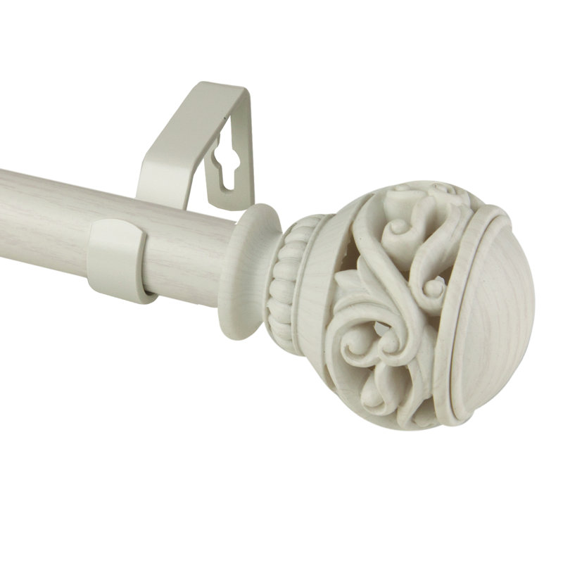 Tringle à rideaux simple en faux bois Lengby, Blanc perle, 28" - 48"