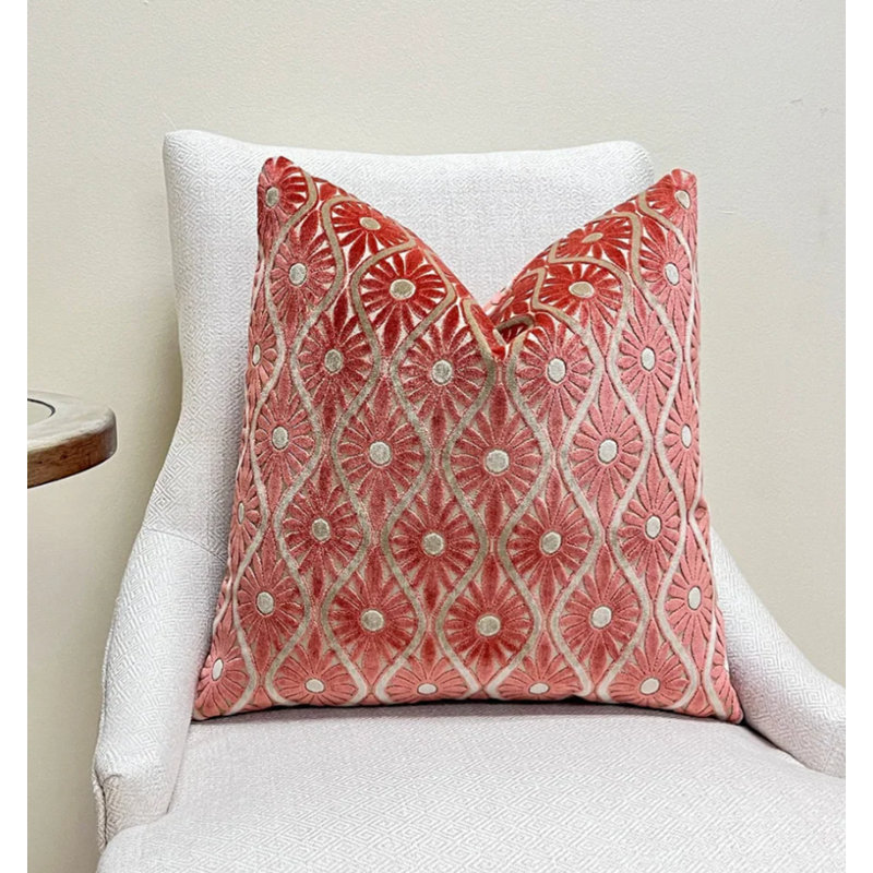 Housse de coussin décoratif en velours corail, Carré 20 po