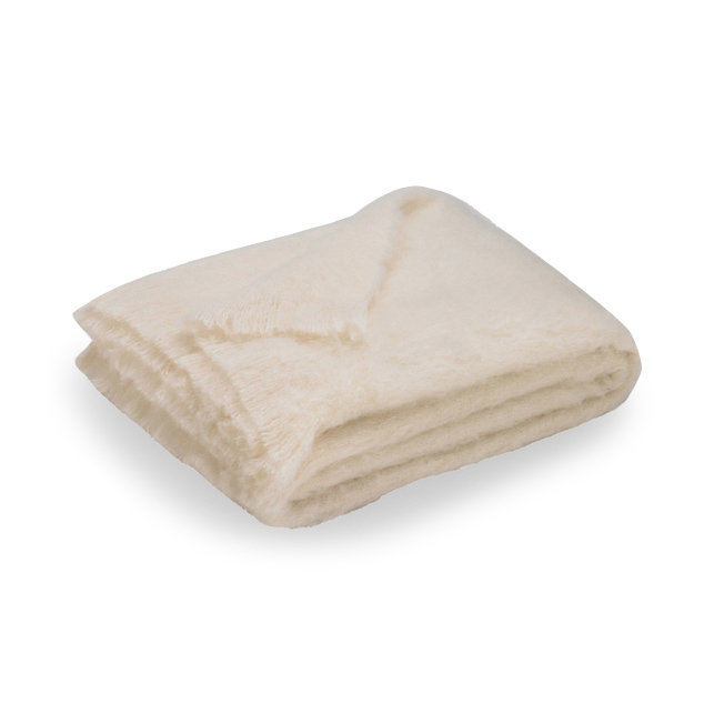 Kennon Handwoven Wool Throw Blanket, Cream