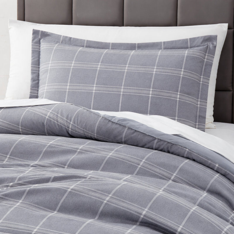Chambray Weave Plaid Bed in a Bag Comforter & Sheet Set - Gray, Twin XL Comforter