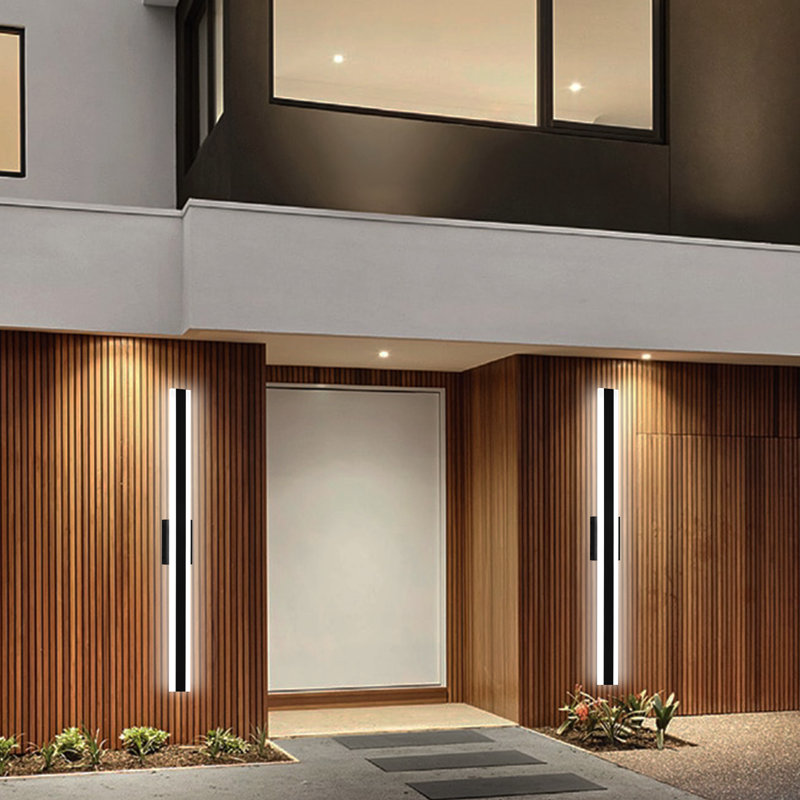 Paquet de 2 luminaires muraux d'extérieur à DEL de 48 pouces, éclairage mural linéaire extérieur étanche IP65, mode 5 couleurs de température (3000K / 3500K / 4500K / 5000K / 6000K)