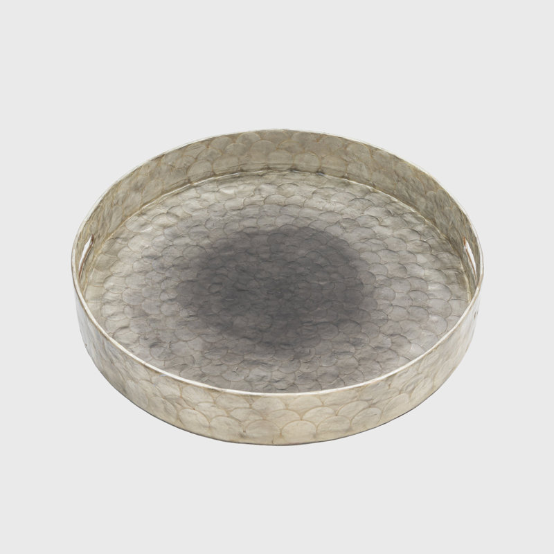 Capiz Shell Decorative Tray, Gray, Gray