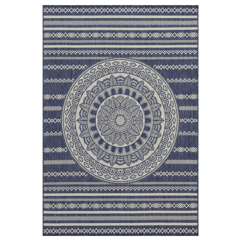 Tapis bleu intérieur / extérieur Sunshine, Rectangle 7 pi 10 po x 10 pi 3 po