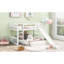 Lit simple au-dessus d'un lit superposé blanc avec glissade et côté - installable, construction en bois de pin massif, idéale pour les petites chambres à coucher, éléments de conception gris, ensemble de matelas à lattes blanc, cadre, planche, espace maximisé, stable