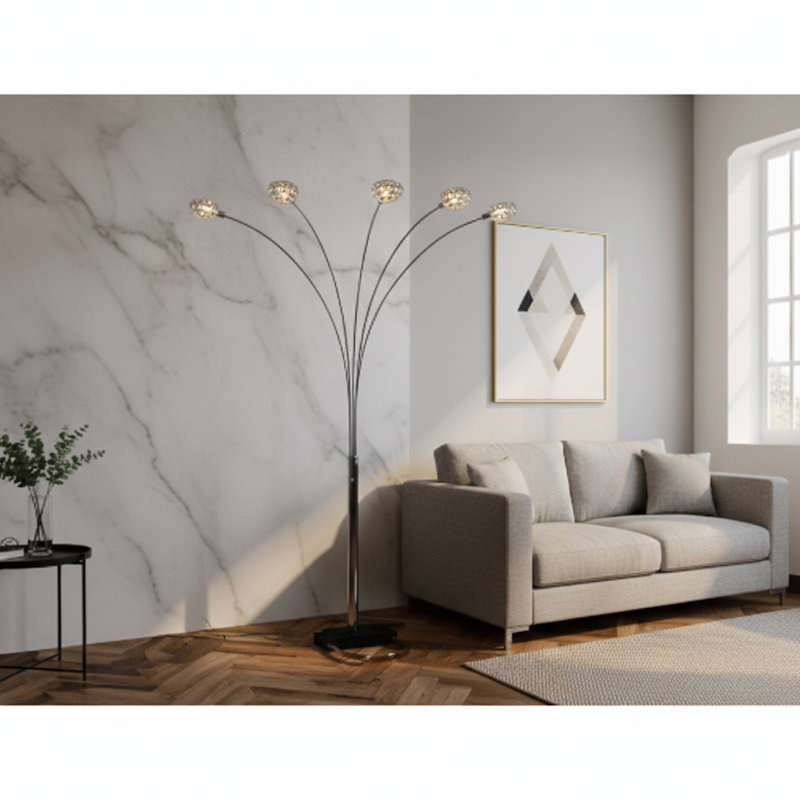 Lampe de salon 1pc de style moderne classique et luxueuse à têtes multiples et demi-lune