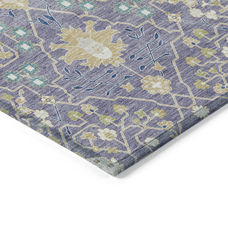 Lavender Flat Woven Synthetic Washable 5' x 7' Area Rug