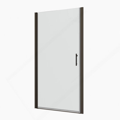 1 3/8" adjustment,universal pivot shower door, open outside, with 1/4" tempered glass and Matted black finish 3072