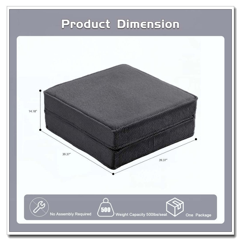 No Assembly Required,Circle Fleece Fabric,1 Ottoman, Dark Gray