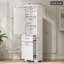 Grande armoire de rangement pour salle de bain, armoire de rangement autoportante avec deux tiroirs de tailles différentes et tablette réglable, panneau de fibres à densité moyenne avec finition peinte, blanc-130459204-130459208