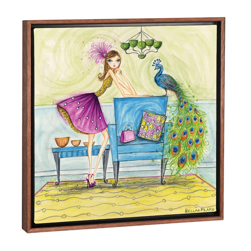 Art minime et peacock, H 18 po x l 18 po x P 1,5 po, Toile avec cadre en bois classique